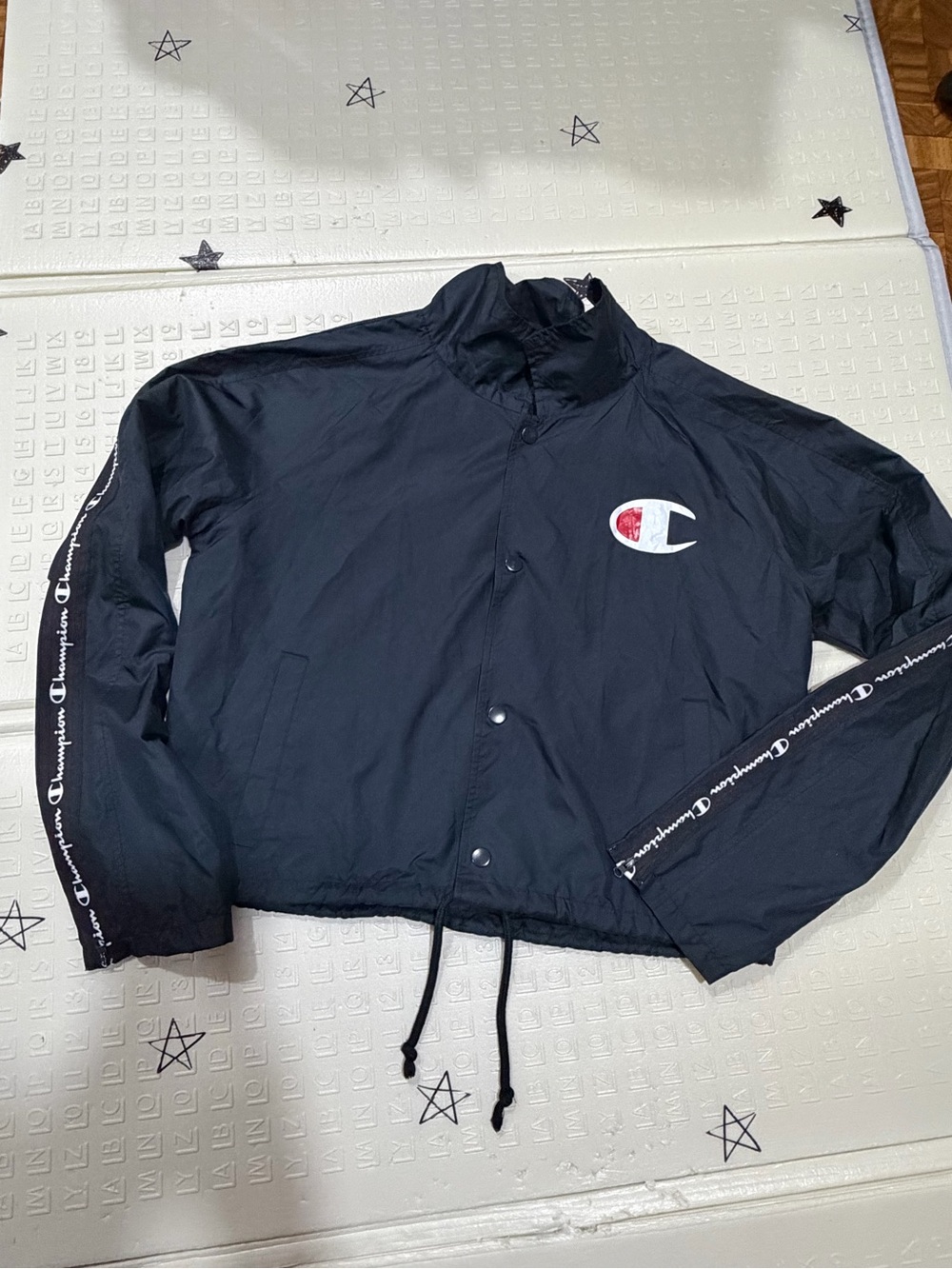 Champion Black Windbreaker with Logo Tape